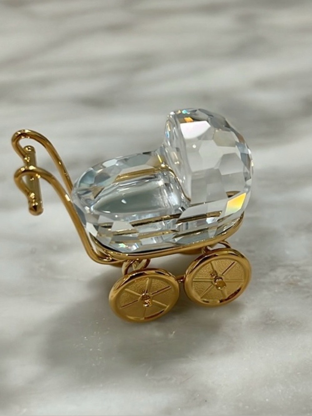 Swarovski Crystal Memories Classics Baby Carriage Gold Collectible Mom Gift